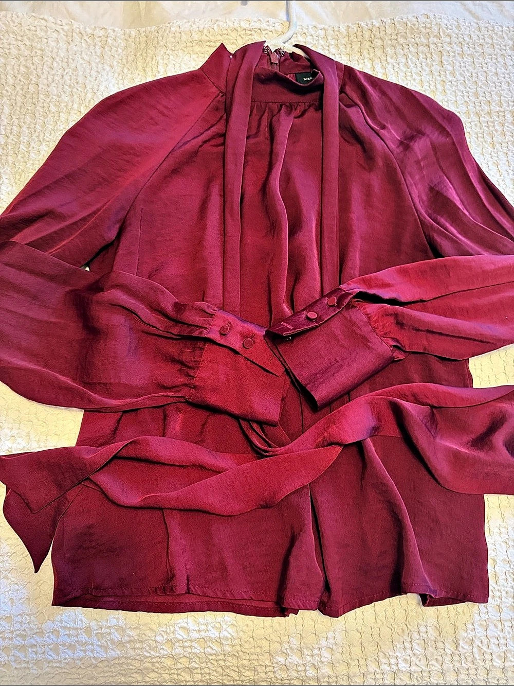 Who What Wear Belted Long Sleeve Blouse in Pink